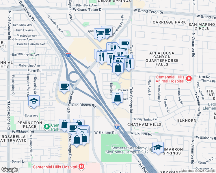 map of restaurants, bars, coffee shops, grocery stores, and more near 8509 West Kellman Avenue in Las Vegas
