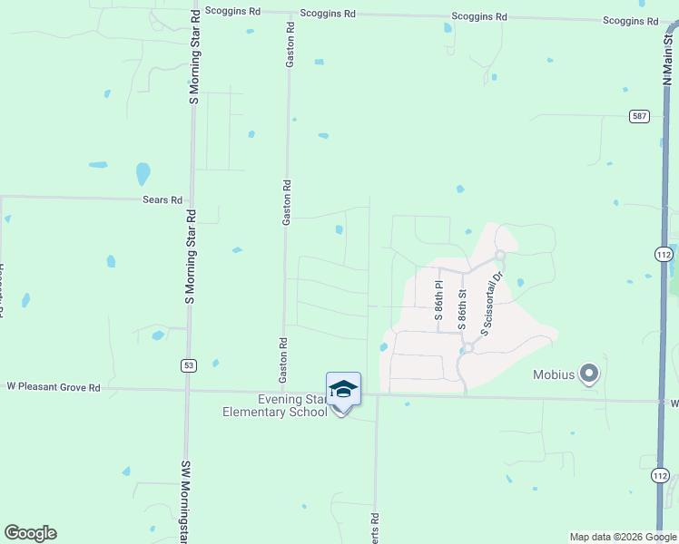 map of restaurants, bars, coffee shops, grocery stores, and more near 9490 Gaston Road in Bentonville