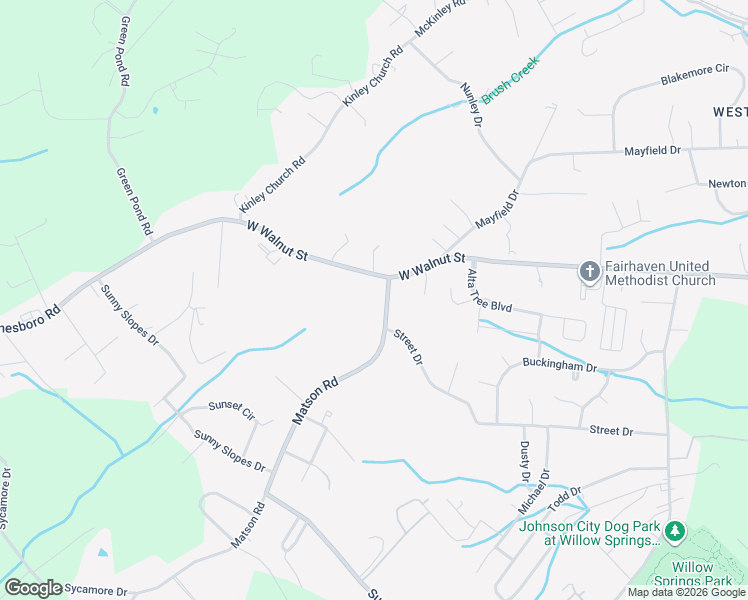map of restaurants, bars, coffee shops, grocery stores, and more near 632 Matson Road in Jonesborough