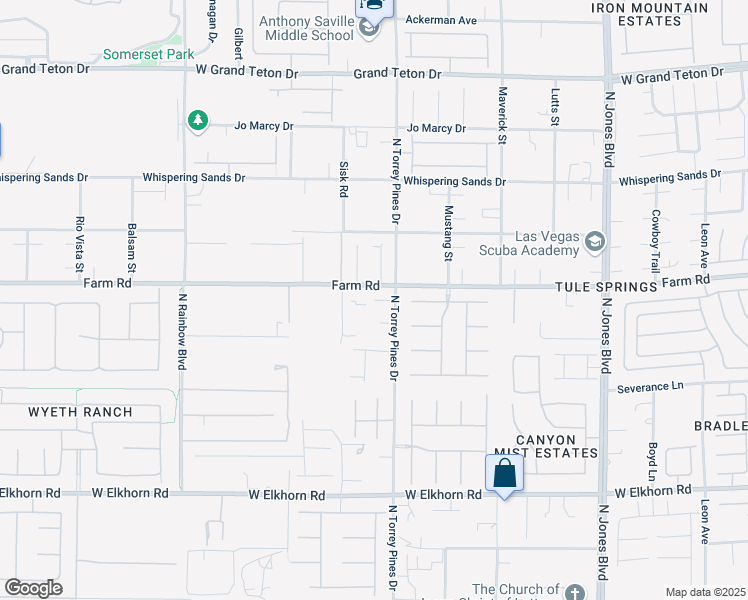 map of restaurants, bars, coffee shops, grocery stores, and more near Torrey Pines Drive in Las Vegas