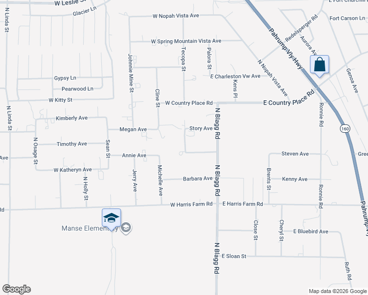 map of restaurants, bars, coffee shops, grocery stores, and more near 5260 Mooncrest Avenue in Pahrump