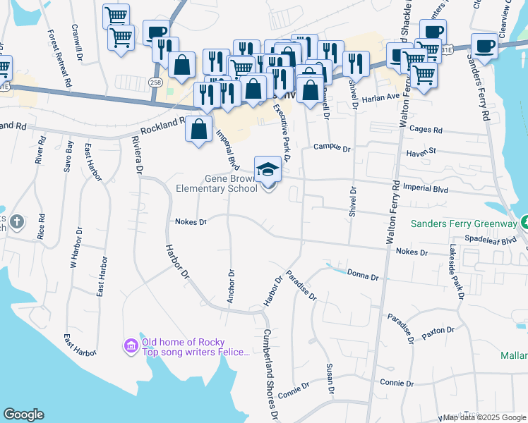 map of restaurants, bars, coffee shops, grocery stores, and more near 308 Nokes Drive in Hendersonville