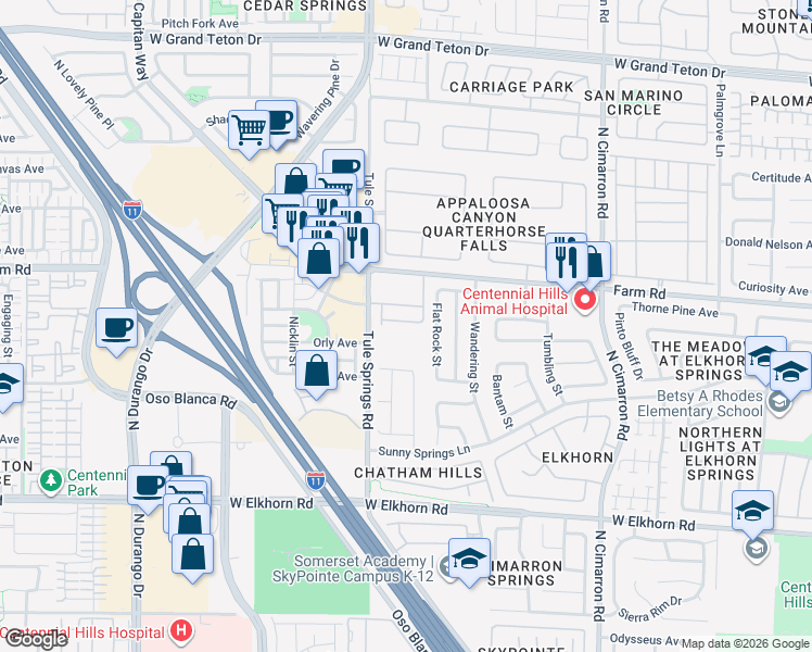 map of restaurants, bars, coffee shops, grocery stores, and more near 8307 Fort Hallock Avenue in Las Vegas