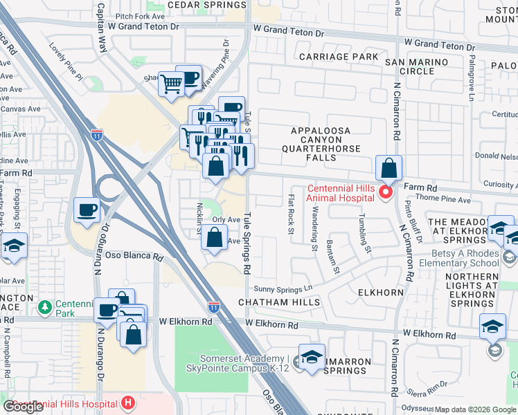 map of restaurants, bars, coffee shops, grocery stores, and more near 8351 Fort Hallock Avenue in Las Vegas