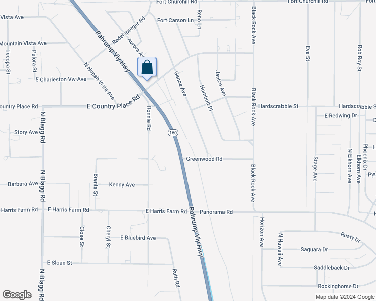 map of restaurants, bars, coffee shops, grocery stores, and more near 5281 Nevada 160 in Pahrump