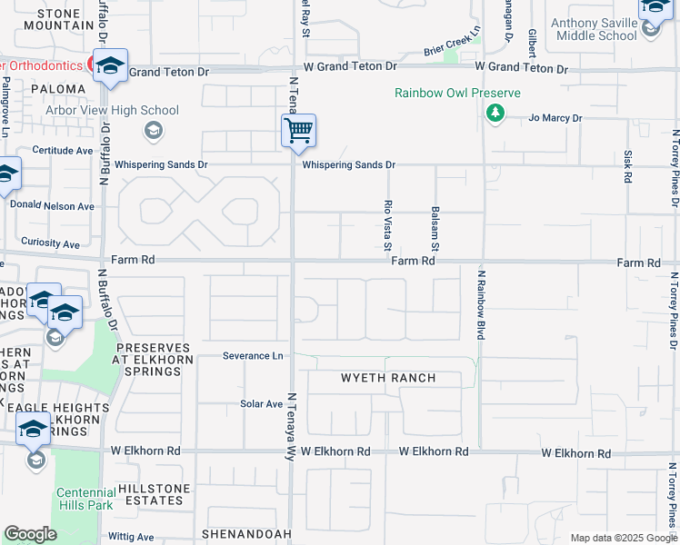 map of restaurants, bars, coffee shops, grocery stores, and more near 7105 Via Campanile Avenue in Las Vegas