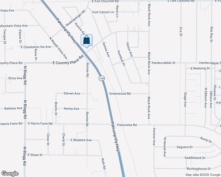 map of restaurants, bars, coffee shops, grocery stores, and more near 5281 Nevada 160 in Pahrump