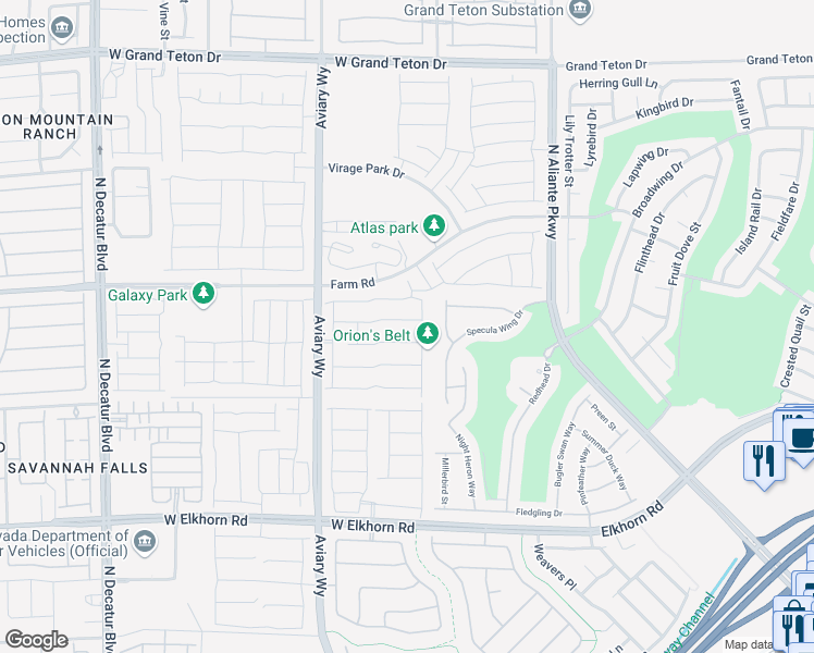 map of restaurants, bars, coffee shops, grocery stores, and more near 4057 Campriani Avenue in North Las Vegas