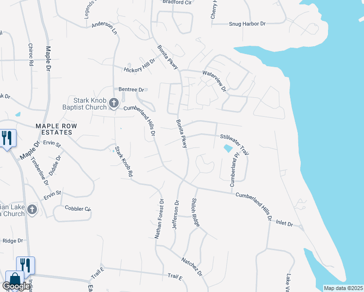 map of restaurants, bars, coffee shops, grocery stores, and more near 406 Bonita Parkway in Hendersonville