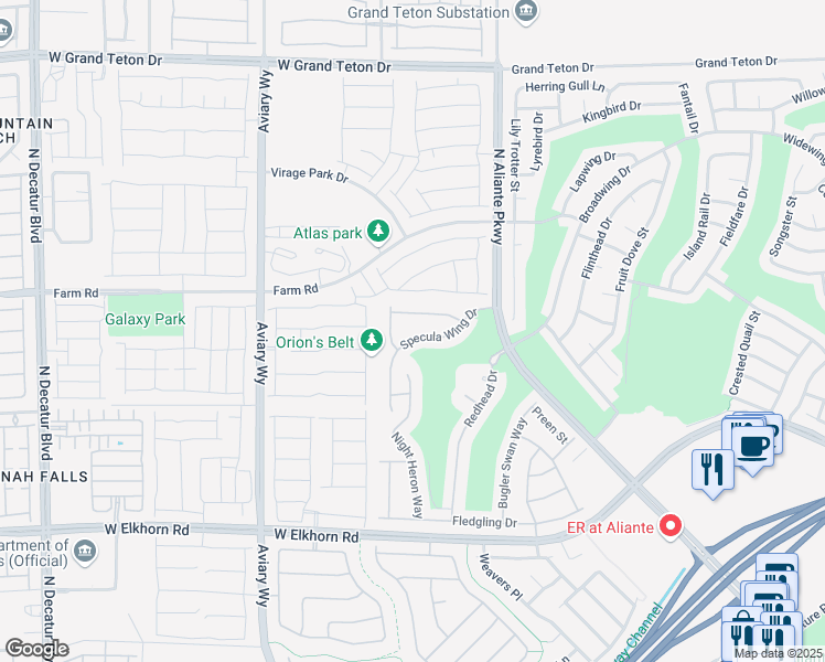 map of restaurants, bars, coffee shops, grocery stores, and more near 3908 Specula Wing Drive in North Las Vegas