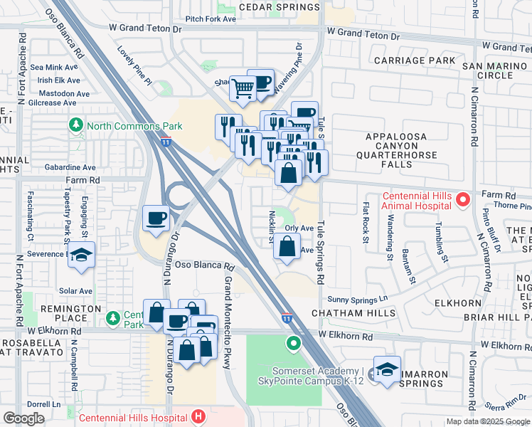 map of restaurants, bars, coffee shops, grocery stores, and more near 8509 West Kellman Avenue in Las Vegas