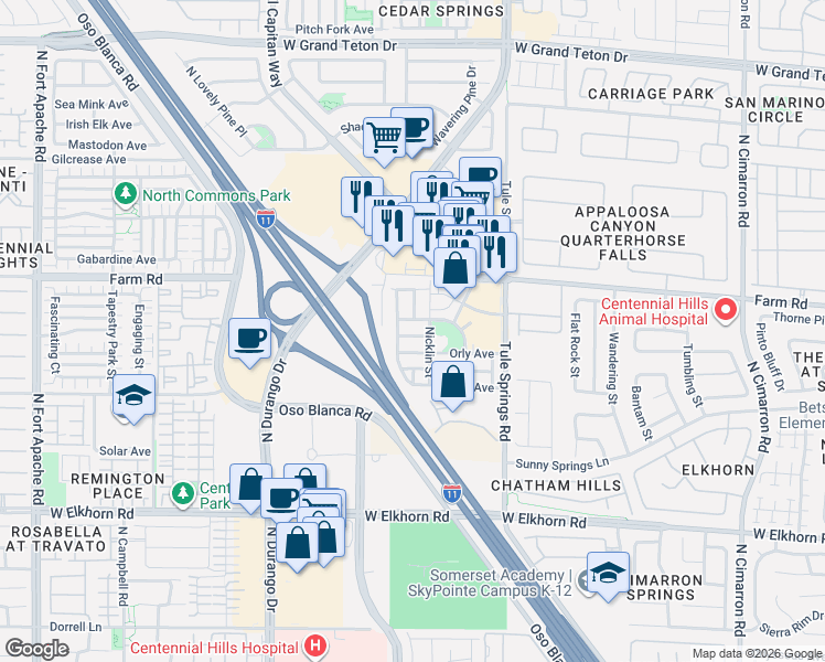 map of restaurants, bars, coffee shops, grocery stores, and more near 8509 West Kellman Avenue in Las Vegas