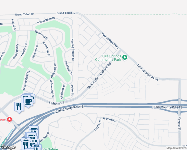 map of restaurants, bars, coffee shops, grocery stores, and more near Travis Creek Place in North Las Vegas