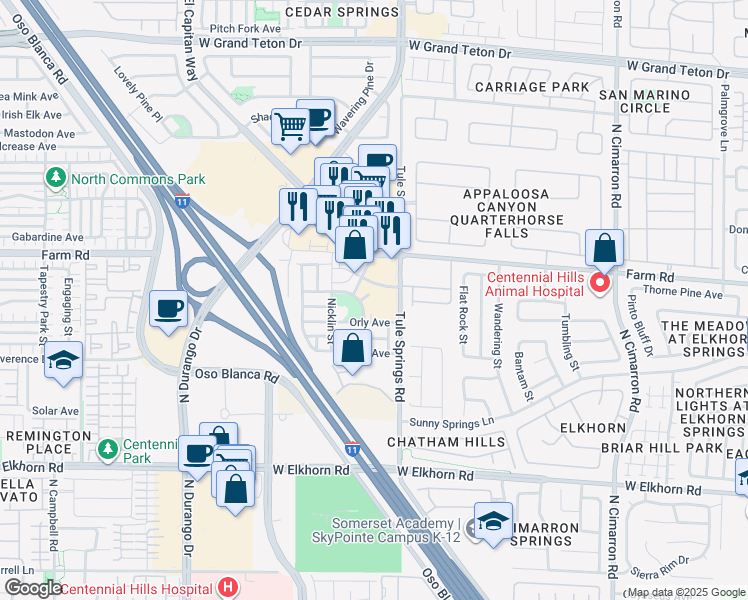 map of restaurants, bars, coffee shops, grocery stores, and more near 8425 Orly Avenue in Las Vegas