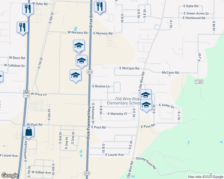 map of restaurants, bars, coffee shops, grocery stores, and more near 404 East Summerwood Court in Rogers