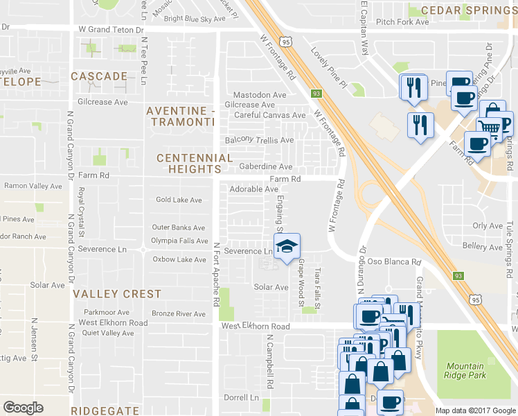 map of restaurants, bars, coffee shops, grocery stores, and more near 9056 Picturesque Avenue in Las Vegas