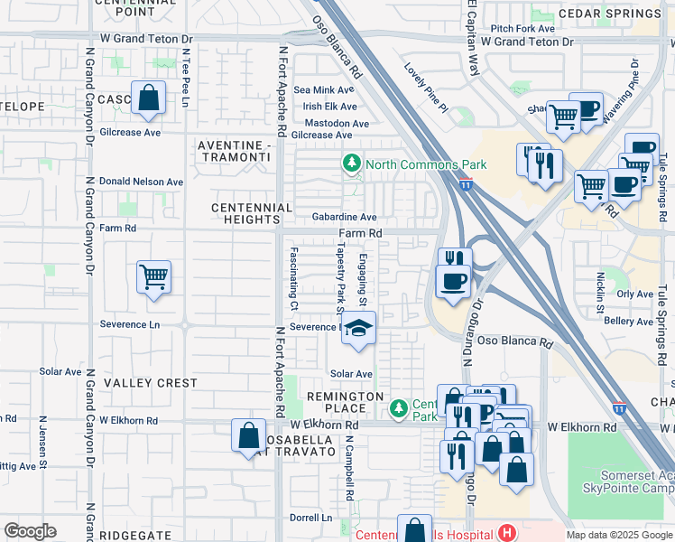 map of restaurants, bars, coffee shops, grocery stores, and more near 9052 Picturesque Avenue in Las Vegas