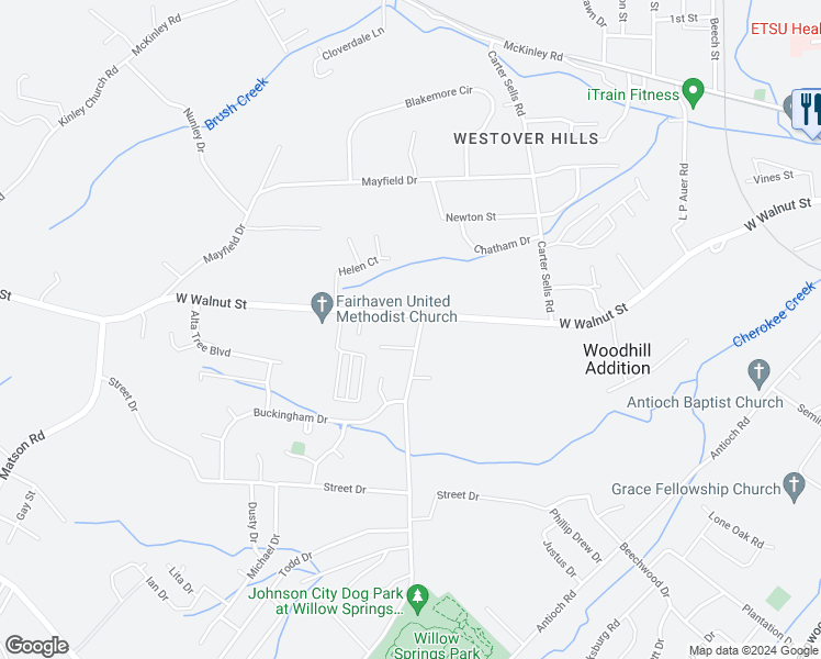 map of restaurants, bars, coffee shops, grocery stores, and more near 3 Mannington Court in Johnson City