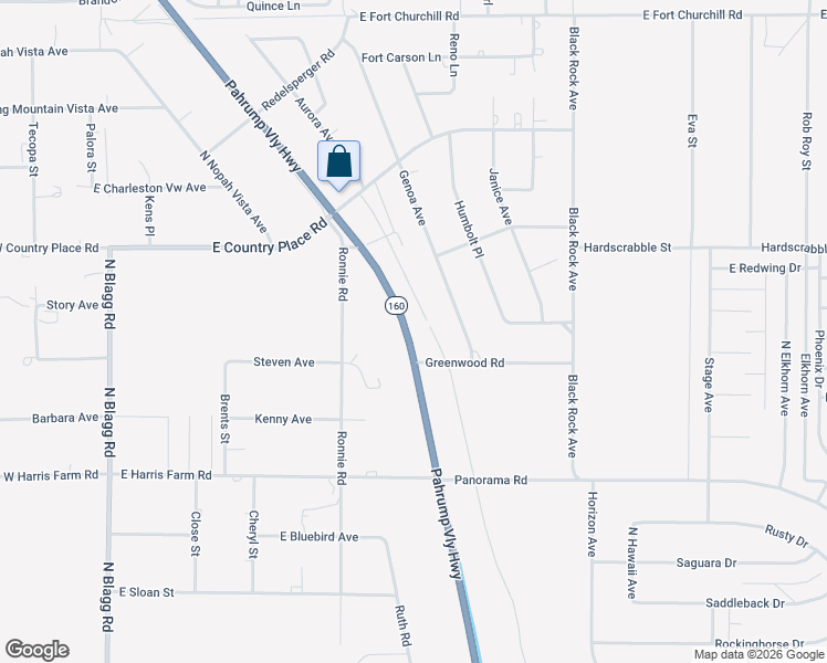 map of restaurants, bars, coffee shops, grocery stores, and more near 5311 Nevada 160 in Pahrump