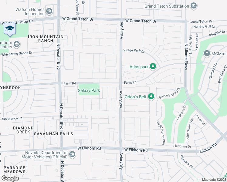 map of restaurants, bars, coffee shops, grocery stores, and more near 7546 Cooks Meadow Street in North Las Vegas