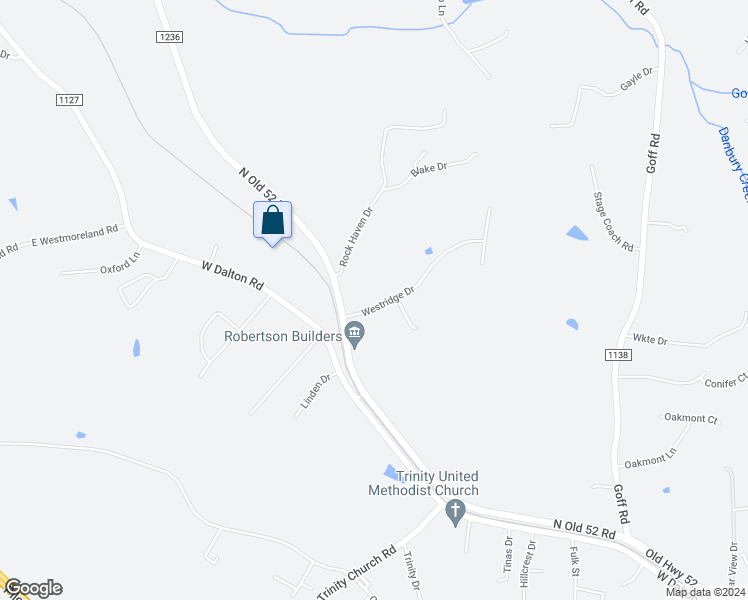map of restaurants, bars, coffee shops, grocery stores, and more near 115 Westridge Drive in King