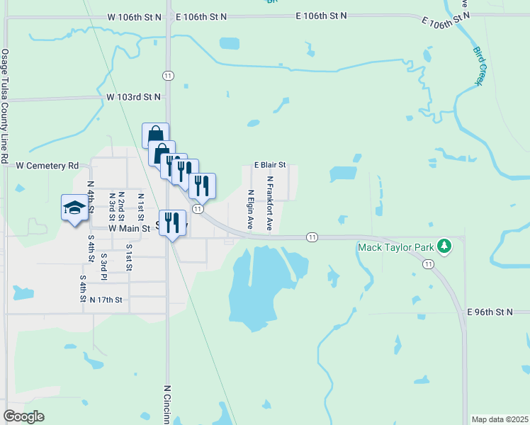 map of restaurants, bars, coffee shops, grocery stores, and more near 201 North Frankfort Avenue in Sperry