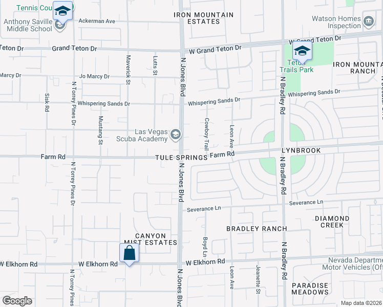map of restaurants, bars, coffee shops, grocery stores, and more near 7630 North Jones Boulevard in Las Vegas