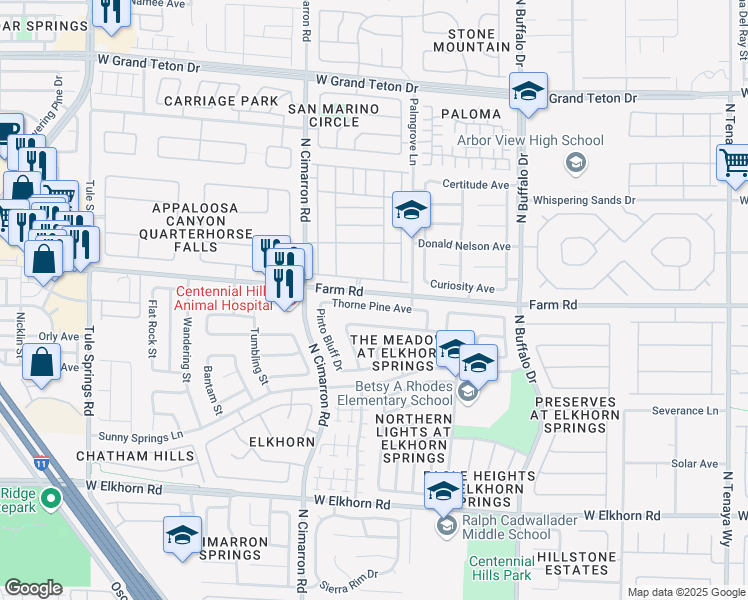 map of restaurants, bars, coffee shops, grocery stores, and more near 7828 Thorne Pine Avenue in Las Vegas