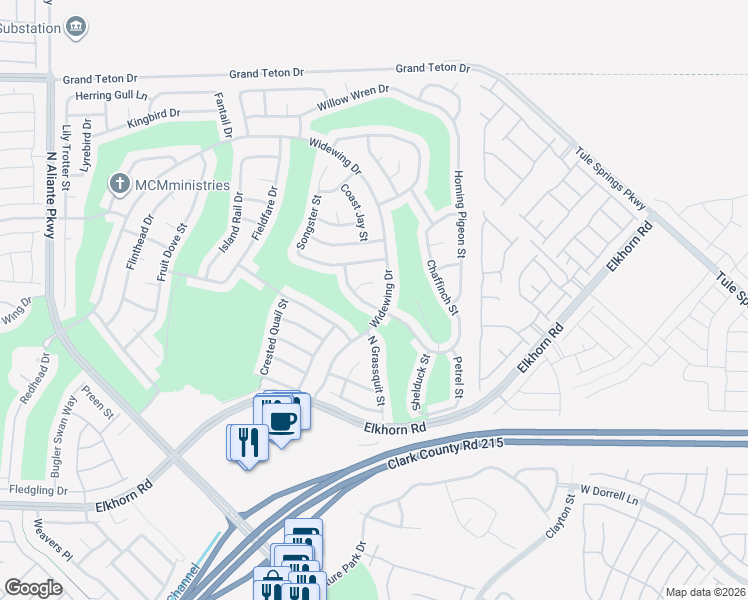 map of restaurants, bars, coffee shops, grocery stores, and more near 7564 Wingspread Street in North Las Vegas