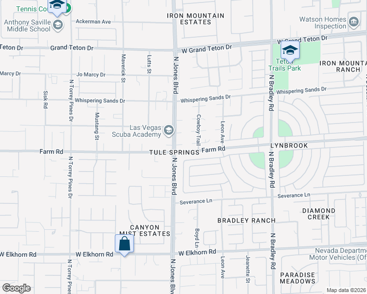 map of restaurants, bars, coffee shops, grocery stores, and more near 7630 North Jones Boulevard in Las Vegas