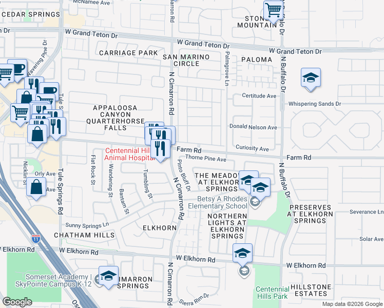 map of restaurants, bars, coffee shops, grocery stores, and more near 7905 Meandering Path Avenue in Las Vegas