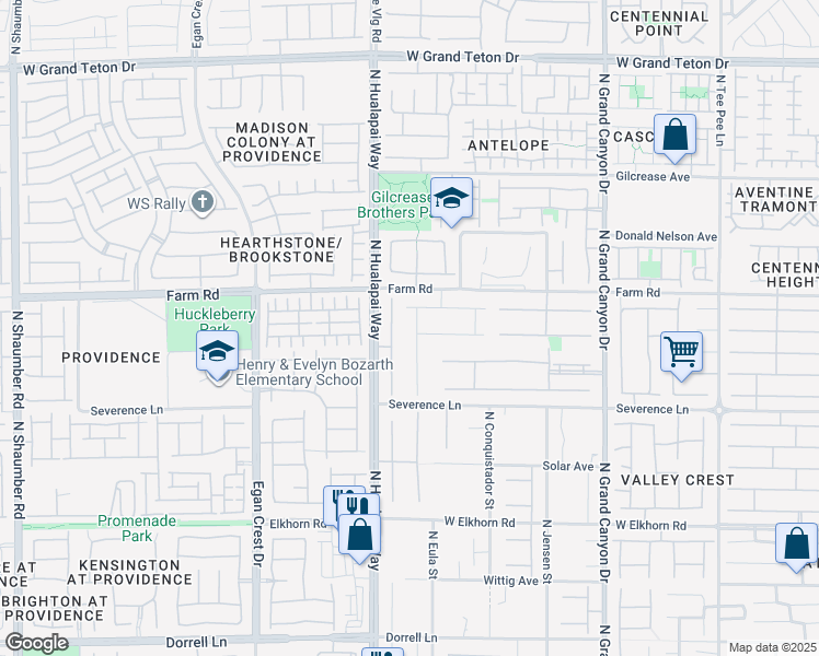 map of restaurants, bars, coffee shops, grocery stores, and more near 7521 Tucker William Street in Las Vegas