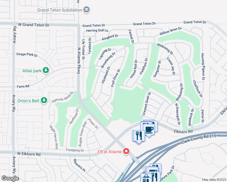 map of restaurants, bars, coffee shops, grocery stores, and more near 7612 Fruit Dove Street in North Las Vegas