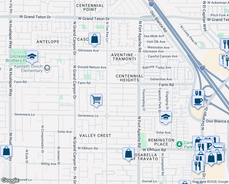 map of restaurants, bars, coffee shops, grocery stores, and more near 9387 Arrow Head Bluff Avenue in Las Vegas