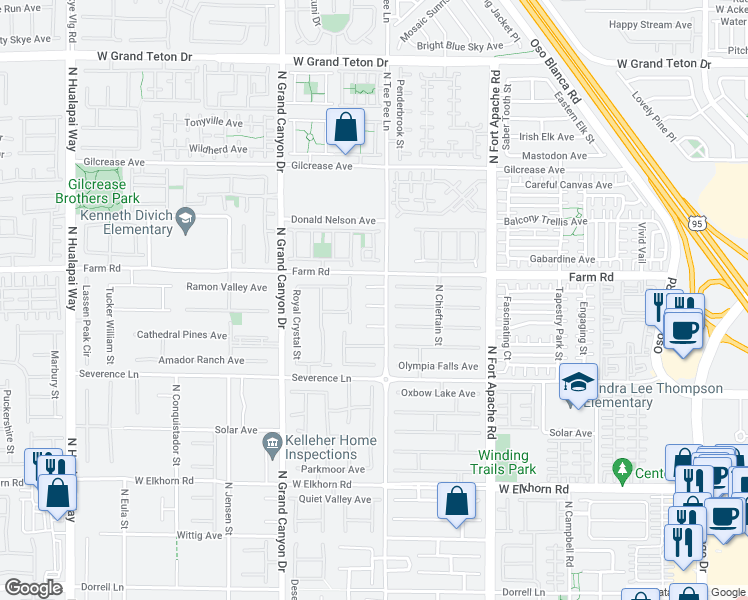 map of restaurants, bars, coffee shops, grocery stores, and more near 9408 Arcadia Woods Court in Las Vegas