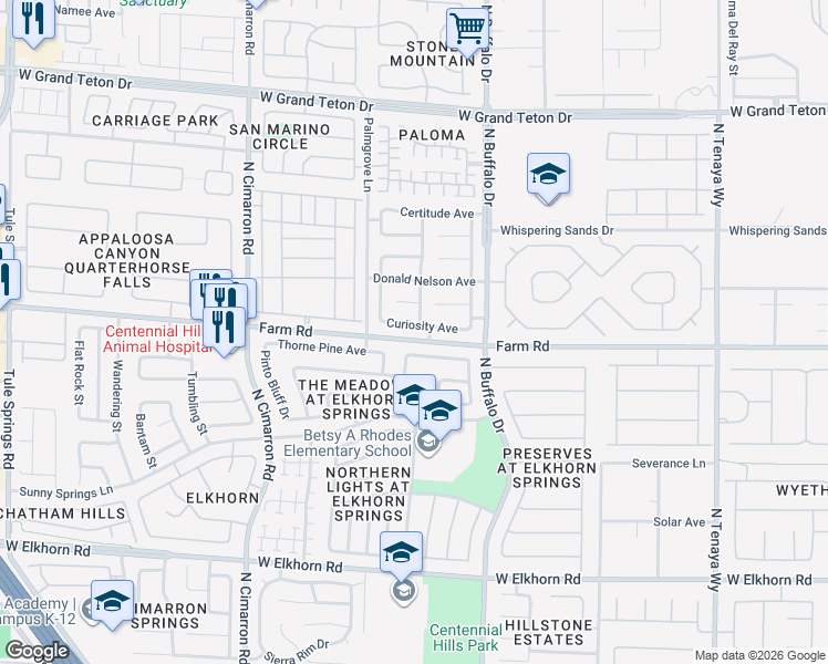 map of restaurants, bars, coffee shops, grocery stores, and more near 7713 Curiosity Avenue in Las Vegas