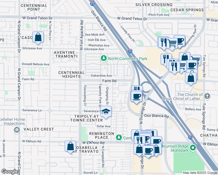 map of restaurants, bars, coffee shops, grocery stores, and more near 9017 Exultation Court in Las Vegas