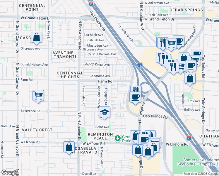 map of restaurants, bars, coffee shops, grocery stores, and more near 9005 Exultation Court in Las Vegas