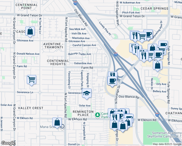 map of restaurants, bars, coffee shops, grocery stores, and more near 9005 Exultation Court in Las Vegas