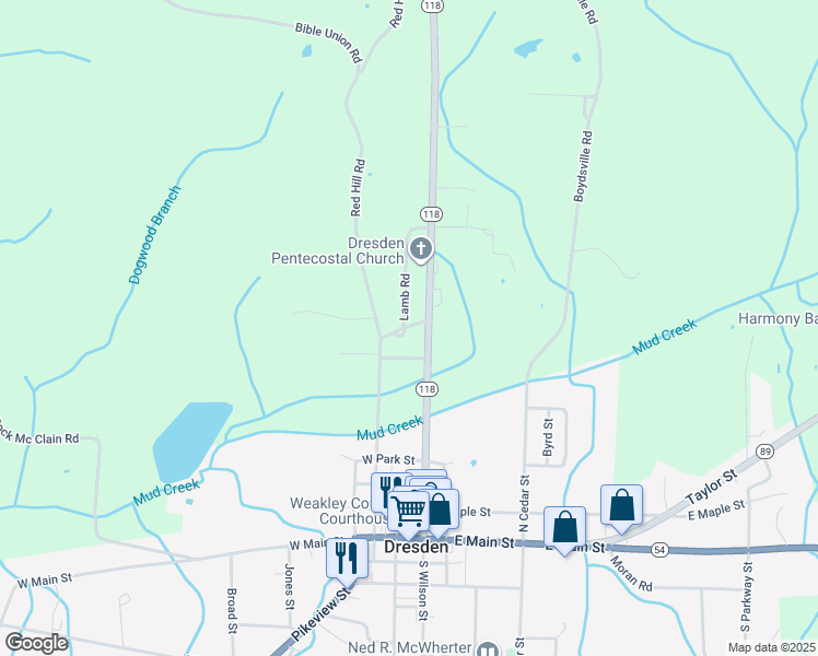 map of restaurants, bars, coffee shops, grocery stores, and more near 127 Northside Avenue in Dresden