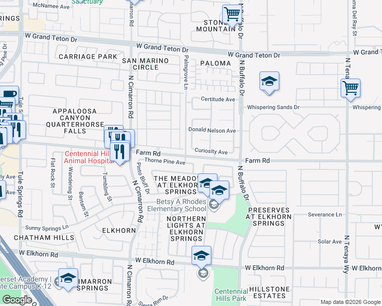 map of restaurants, bars, coffee shops, grocery stores, and more near 7749 Curiosity Avenue in Las Vegas