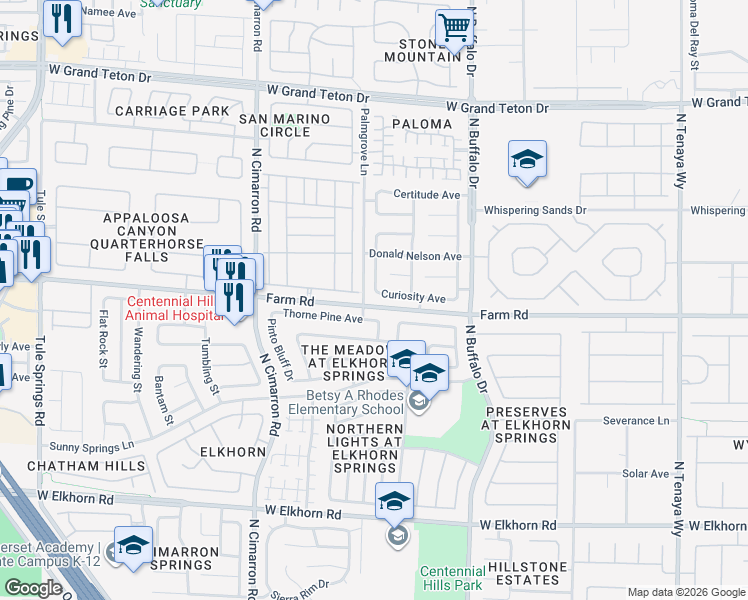 map of restaurants, bars, coffee shops, grocery stores, and more near 7749 Curiosity Avenue in Las Vegas