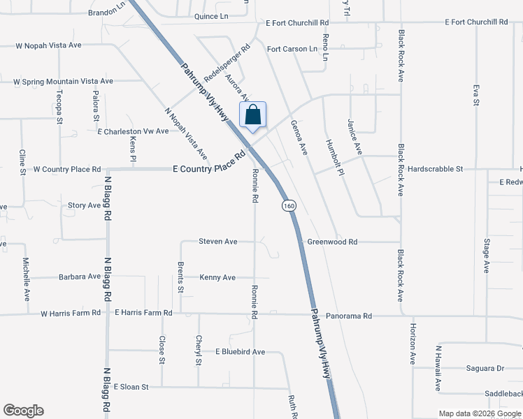 map of restaurants, bars, coffee shops, grocery stores, and more near 5371 Northwest Larry Avenue in Pahrump