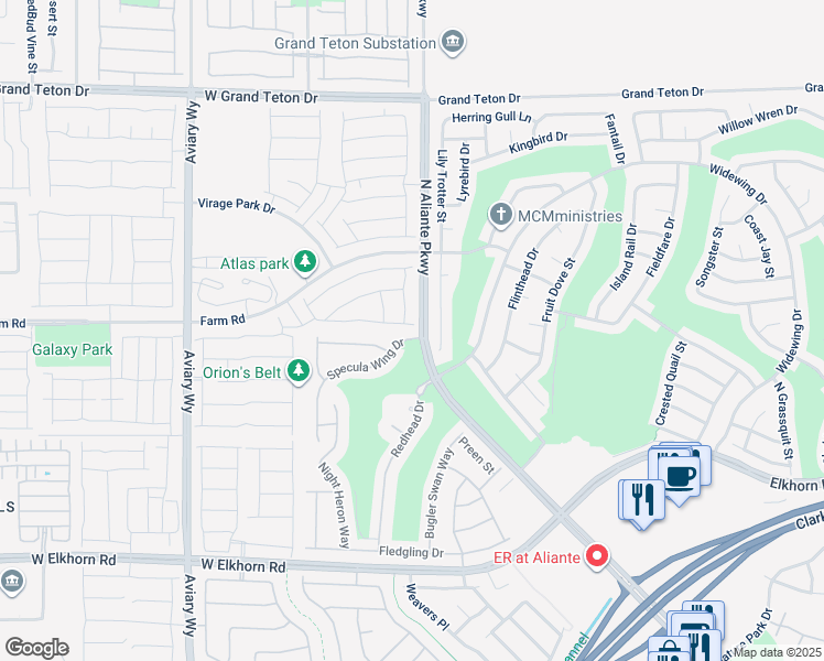 map of restaurants, bars, coffee shops, grocery stores, and more near 3705 Nesting Wren Drive in North Las Vegas