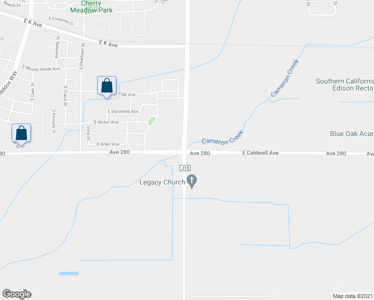 map of restaurants, bars, coffee shops, grocery stores, and more near 1970 Avenue 280 in Visalia