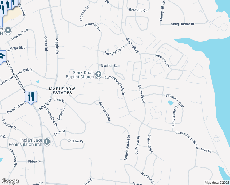 map of restaurants, bars, coffee shops, grocery stores, and more near 115 Cumberland Blue Trail in Hendersonville