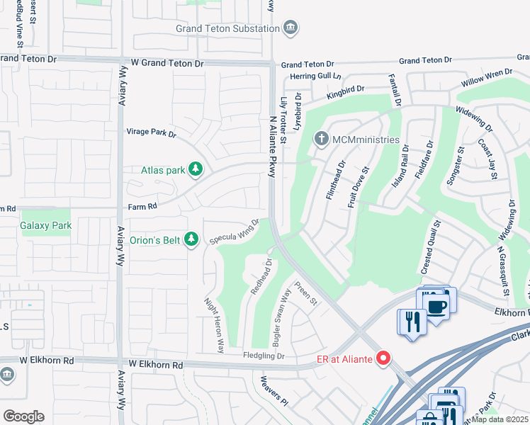 map of restaurants, bars, coffee shops, grocery stores, and more near 3705 Nesting Wren Drive in North Las Vegas