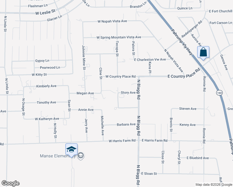 map of restaurants, bars, coffee shops, grocery stores, and more near 5350 Mooncrest Avenue in Pahrump