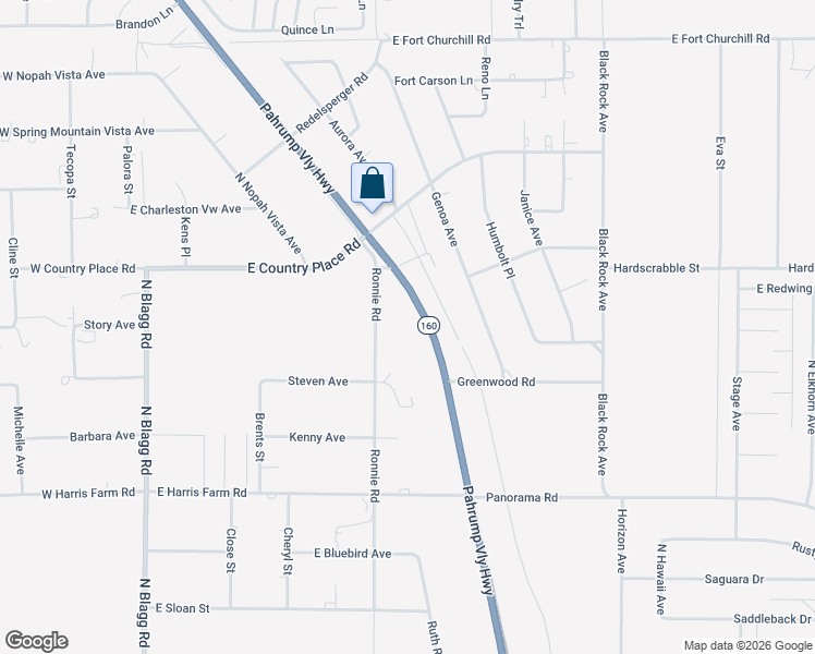 map of restaurants, bars, coffee shops, grocery stores, and more near 5370 Nevada 160 in Pahrump