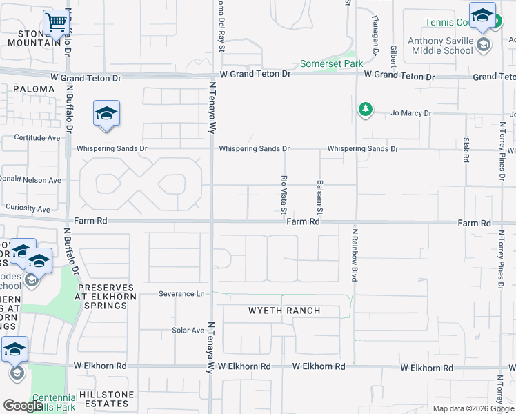 map of restaurants, bars, coffee shops, grocery stores, and more near 7655 Rio Vista Street in Las Vegas